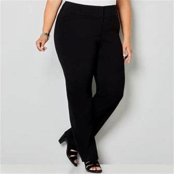Avenue NWT Super Stretch Trouser Black Comfort Pants Straight Leg Size 28 - Picture 7 of 7